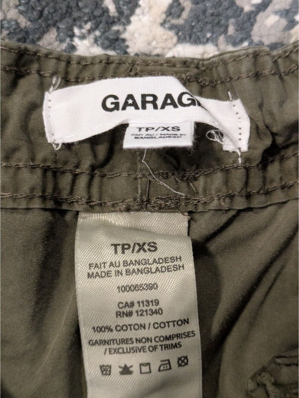Garage Olive Green Parachute Cargo Pants – Size XS Adjustable Toggle Joggers - Picture 7 of 7